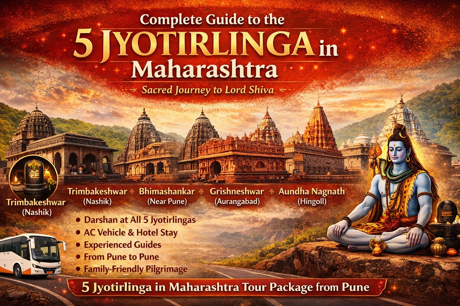 5 Jyotirlinga in Maharashtra tour package from Pune