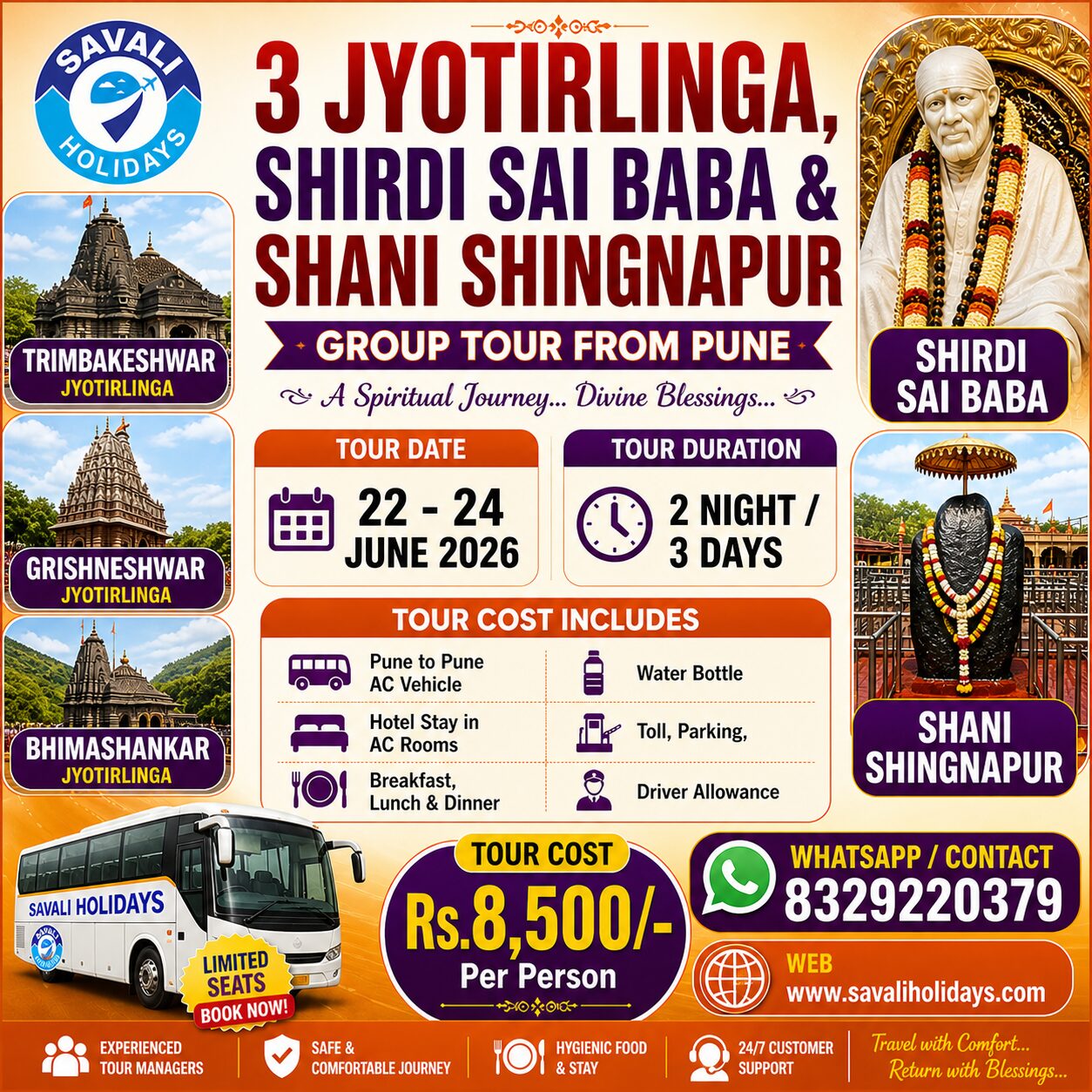 3 jyotirlinga with shirdi sai baba shani shingnapur tour package from pune